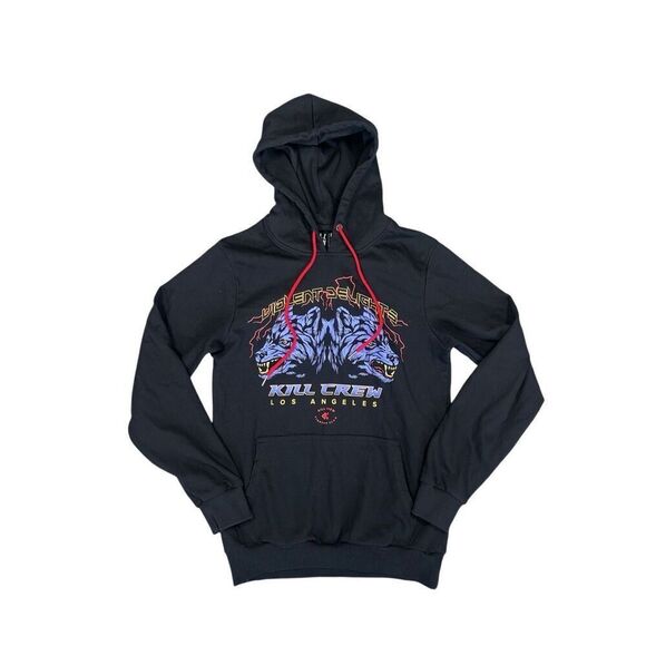 Kill Crew Violent Delights Hoodie - Black Purple Pullover Sweatshirt Wolf Gym S - Picture 3 of 10